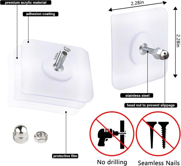 10pcs Self-Adhesive Wall Hooks & Screws – Heavy-Duty No-Drill Wall Mount for Frames, Keys, Towels & Home Use